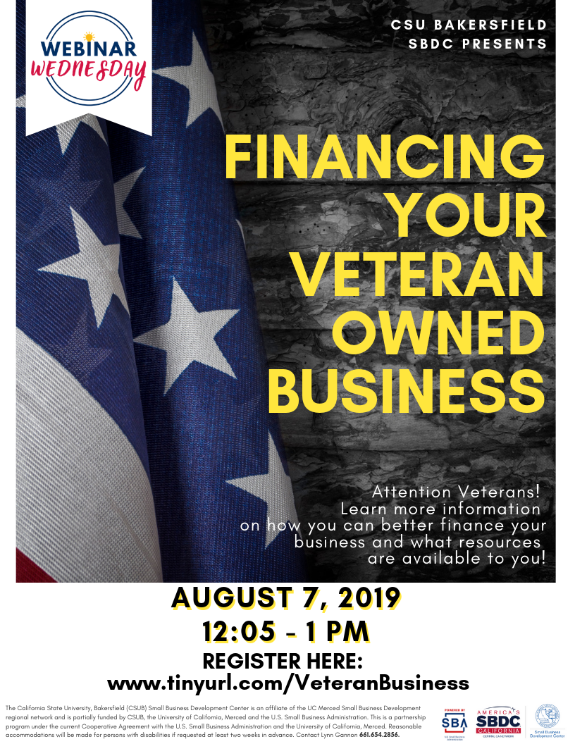 Webinar: Financing Your Veteran Owned Business | CSU Bakersfield SBDC